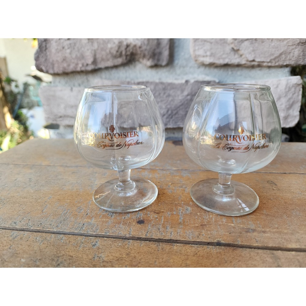 Vintage Courvoisier Le Cognac de Napoleon Brandy Snifter Glasses Set of 2